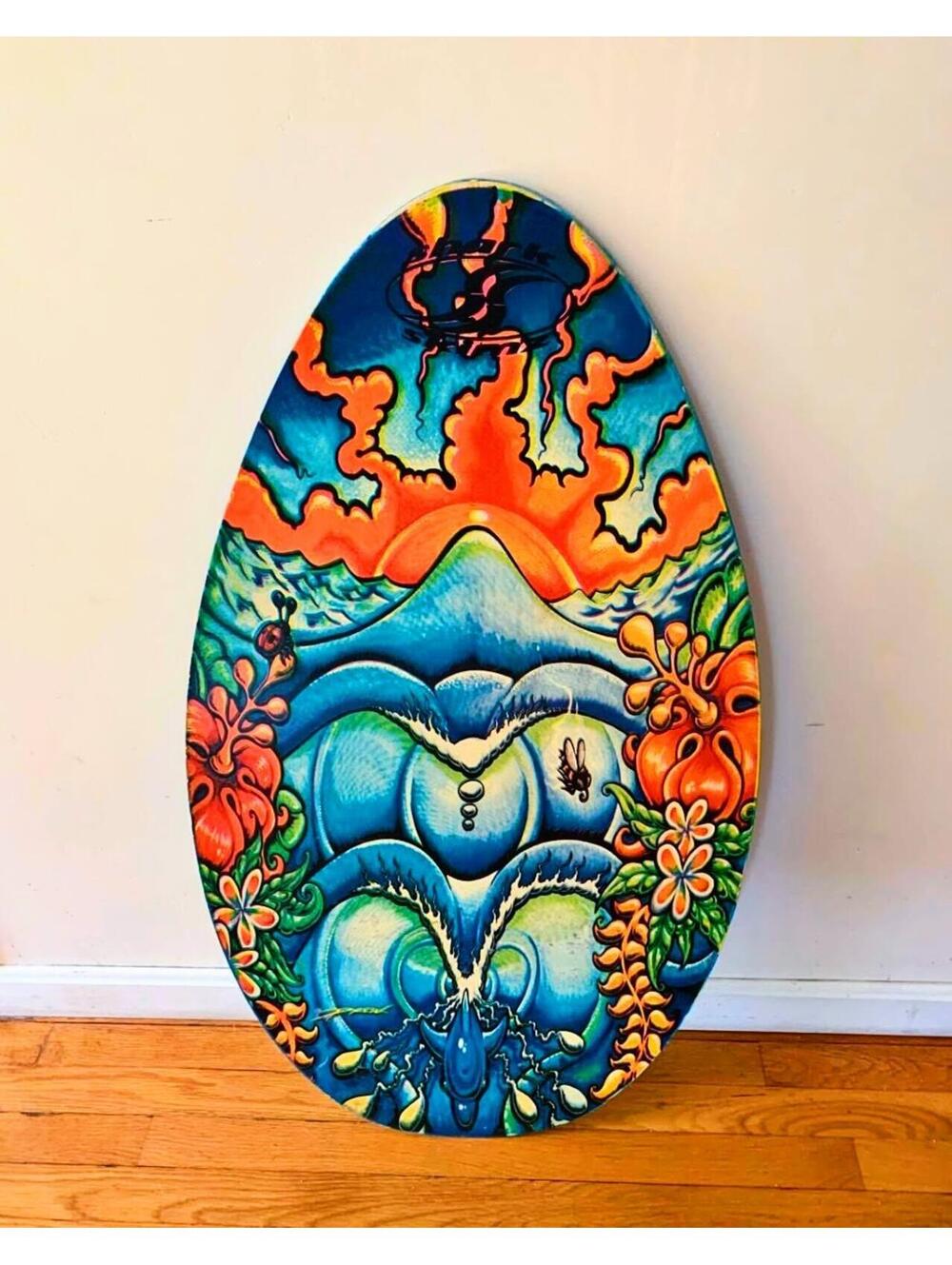 Rare Drew Brophy Shark Skimz Wooden Skimboard Wall Decor Vintage Surfing 40" L
